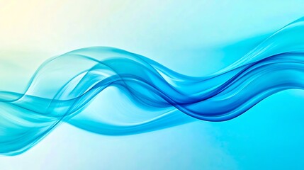 Fototapeta premium Blue abstract wave background with flowing transparent lines and smooth gradient in modern fluid design 