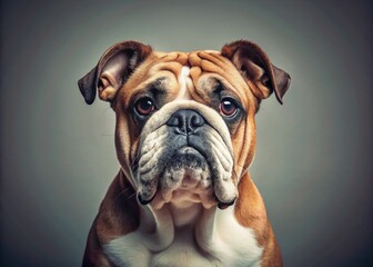Minimalist Bulldog Portrait:  A Single,  Classic Bulldog Breed Image