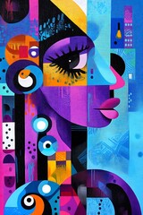 Abstract portrait unveils a symphony of geometric shapes and hues