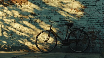 Vintage Bicycle Against a Textured Brick Wall