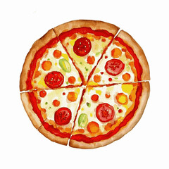 Cheese melt wash pizza isolated watercolor vector illustration svg 