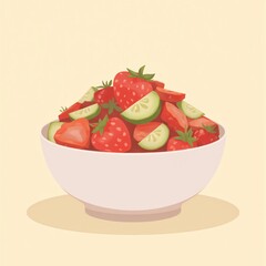 Strawberry Cucumber Salad in Bowl