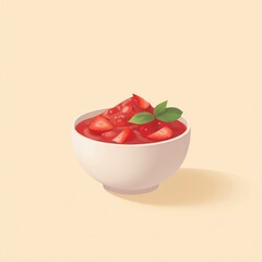 Strawberry Sauce in White Bowl