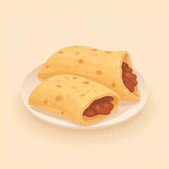 Two Delicious Burritos on Plate