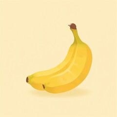Two Yellow Bananas on Beige Background