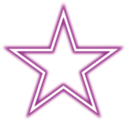 Obraz premium Glowing neon star shape.Bright purple neon light.Futuristic star design. Neon glowing star frame. Mock up, template, Holiday, UI, flyer, party celebration design elements 