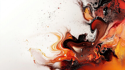 Naklejka premium Fluid Red and Orange Ink Flow on White Background