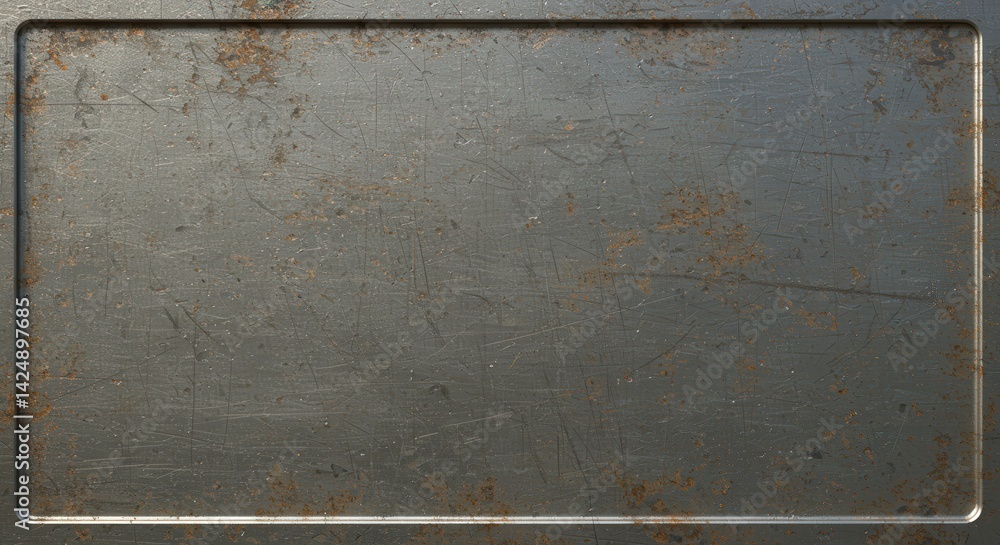 Poster Grungy metal plate background with scratches and rust texture pattern
