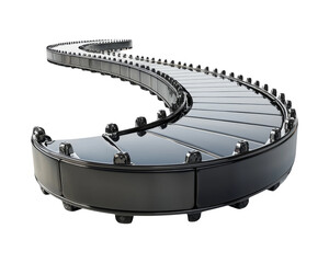 Sleek Black Conveyor with Transparent Background for Industrial Use