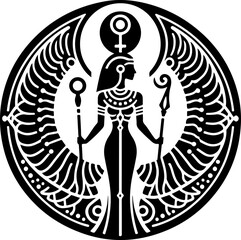 sketch vector illustration silhouette design icon logo symbol mascot god goddess mythology classic vintage beauty queen ancient egypt desert  