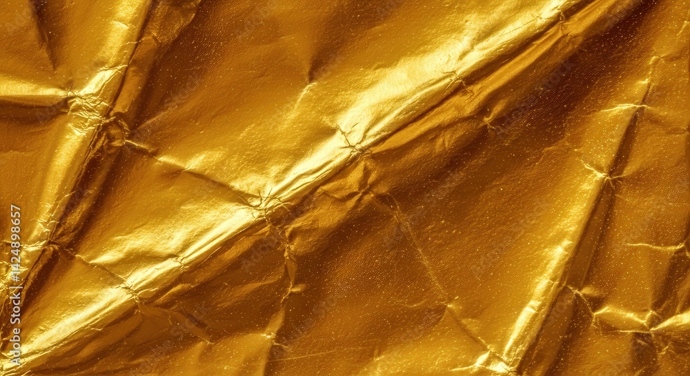 Poster abstract crumpled gold foil texture background with shiny surface