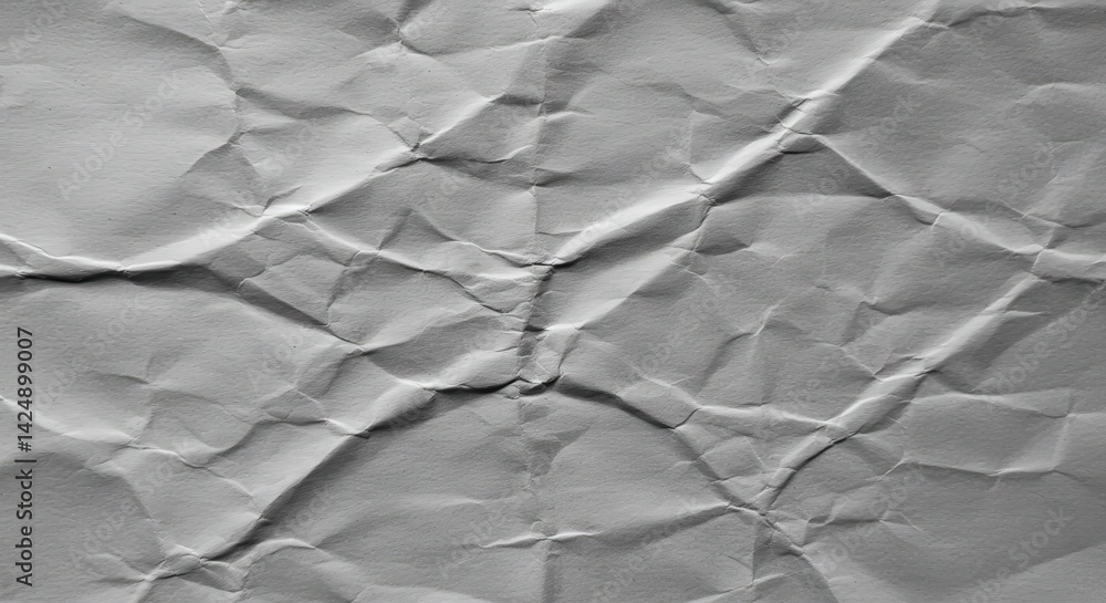 Poster Crumpled Paper Texture Background Showing Creases and Folds Close Up