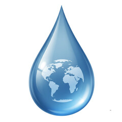 Obraz premium 3D Water Droplet with Earth Inside Hydration Environment Pure Water Resource Liquid Planet Preservation Clarity