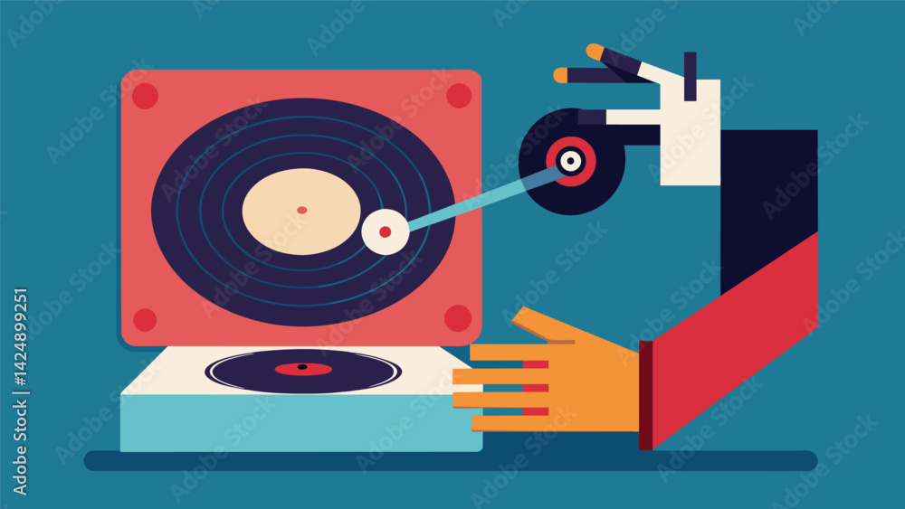 Poster a record player arm reaches out and changes the record to the bside showcasing a completely differen