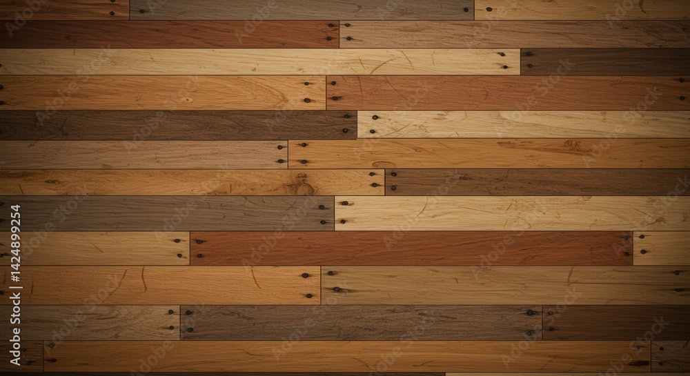 Poster detailed view of a wooden floor with planks of different colors