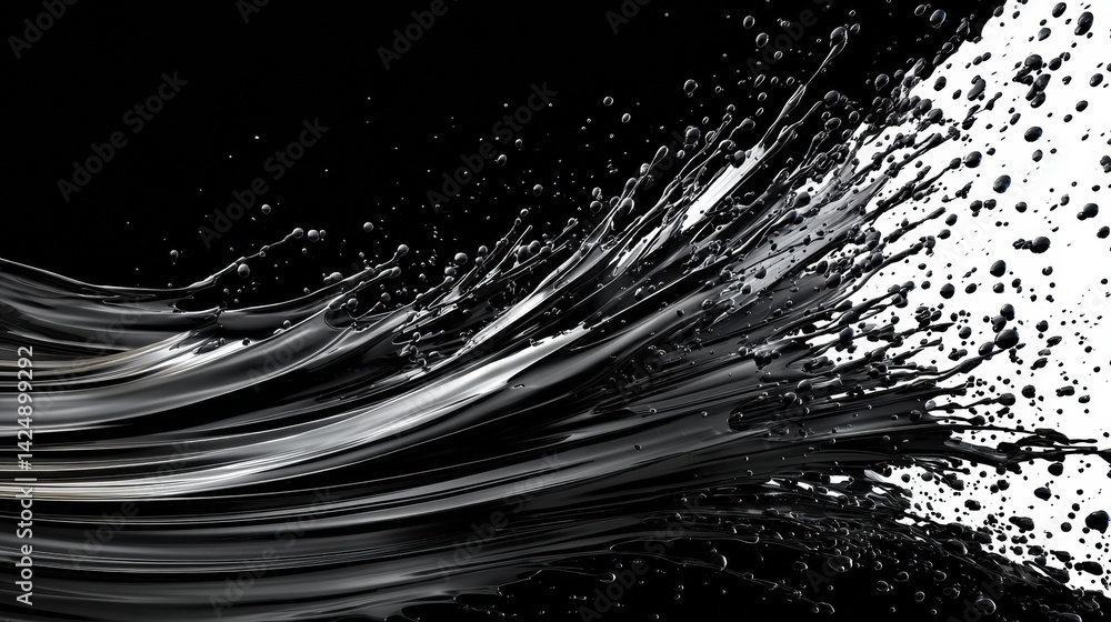 Aufkleber dynamic splash of black paint creates an abstract visual simulating an oil burst in a creative setti