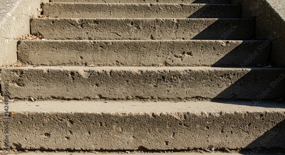 Aufkleber weathered concrete staircase ascending with natural shadow patterns