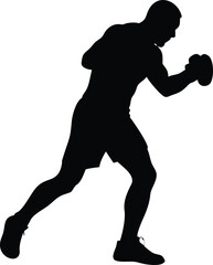 Boxing player silhouette isolated on white background