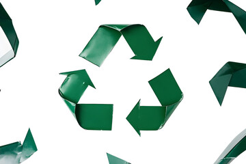 Obraz premium Green Recycling Symbol with Torn Edges on Black Background