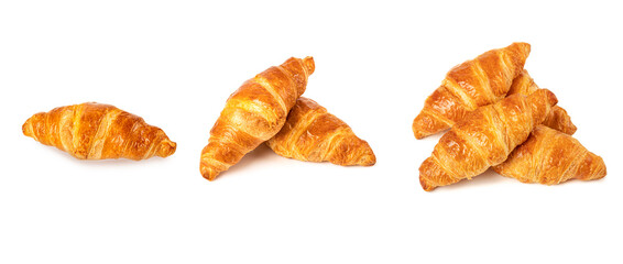 Set of croissants isolated on white background.