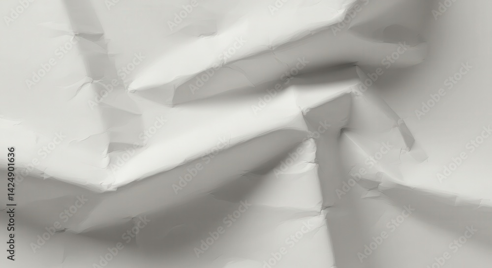 Poster abstract crumpled white paper creates striking texture and shadows