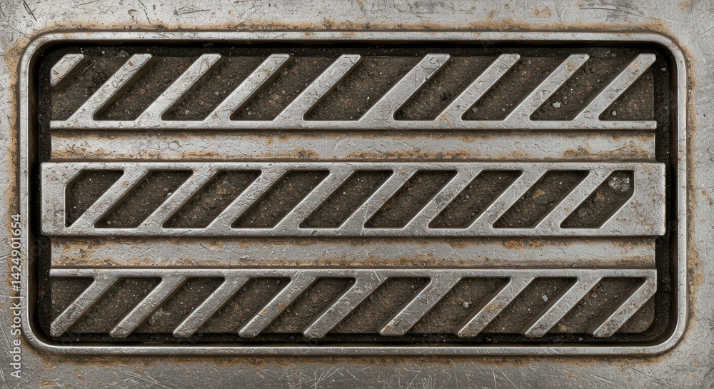 Poster industrial weathered metal grate background texture with angled pattern