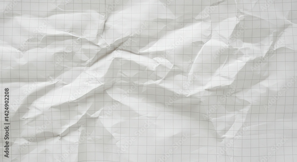 Poster crumpled white graph paper texture background creates distressed effect