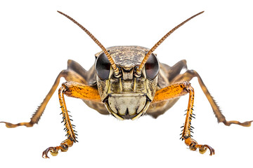 Detailed Close-Up of a Grasshopper with Intense Expression and Focus