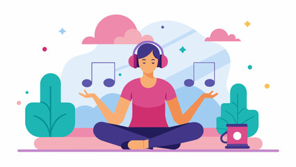 Obraz premium A low impact workout accompanied by soft melodic music to induce a sense of relaxation and peace for participants.. Vector illustration