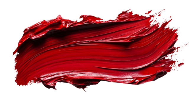 Vivid Red Paint Stroke on White Background for Artistic Expression