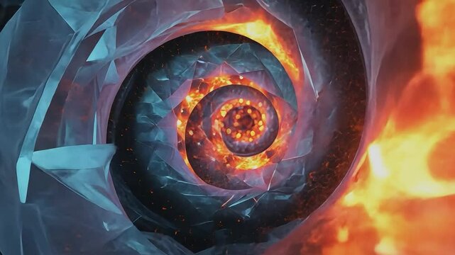 Cosmic Vortex: A breathtaking illustration of a spiraling cosmic vortex, a mesmerizing dance of fire and ice. The image shows vibrant details of galaxies, nebulas and the deep universe.