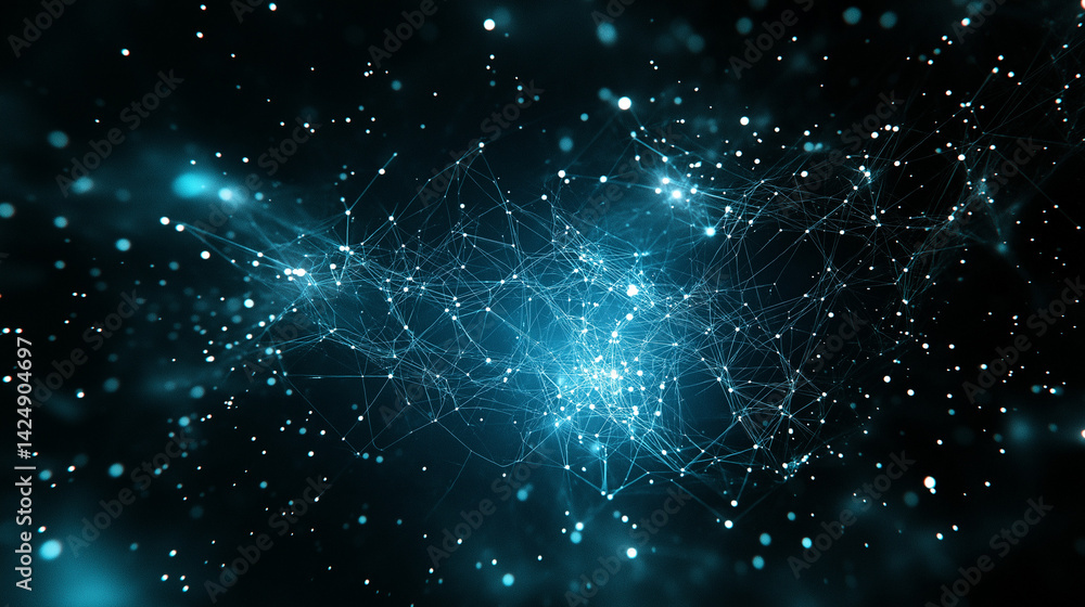 Aufkleber abstract network connection: a mesmerizing abstract digital background with a radiant blue network o