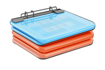 3D Illustration of Stacked Blue and Orange Clipboards on Transparent Background