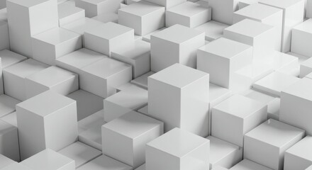 Obraz premium Abstract White Cubes: A Modern Geometric Landscape of Varying He
