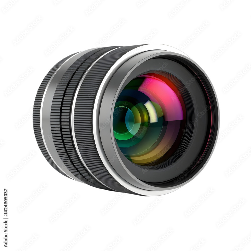 Aufkleber Premium Camera Lens, A Sleek Technology Icon. Photographers Often Seek High Quality Equipment. A Pristine Render Isolated For Use In Design Projects. Perfect For Demonstrating The Pursuit Of