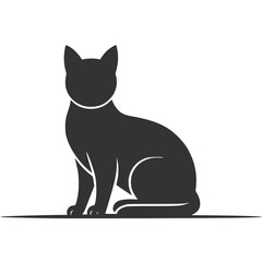 Fototapeta premium Minimalist Black Cat Silhouette Sitting Side Profile Vector Design