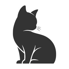 Minimalist Black Cat Silhouette Sitting Side Profile Vector Design