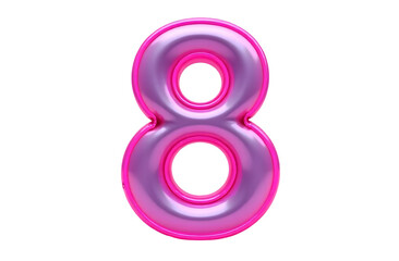pink glowing number 8 for design isolated on transparent background