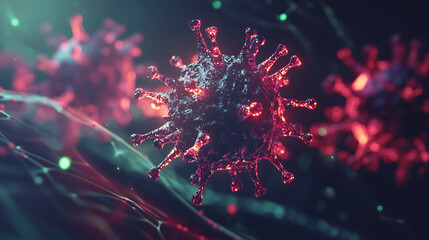 covid-19, coronavirus outbreak, virus floating in a cellular environment , coronaviruses influenza background, viral disease epidemic, 3D rendering of virus
