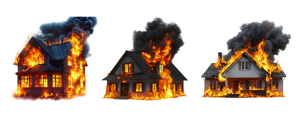 Dramatic Scene of Homes on Fire with Intense Flames and Smoke Plumes