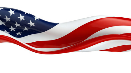 3D Rendered American Flag Waving Against Transparent Background for Patriotism