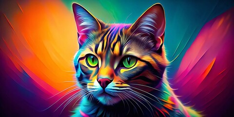 Playful Feline Silhouette: Whimsical Cat Outline Portrait