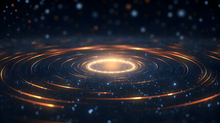 Golden Rings of Light in a Mystical and Sparkling Cosmic Environment