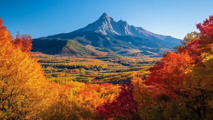 Mountain View in Autumn Landscape