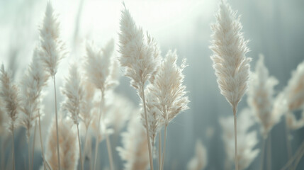 Fototapeta premium Delicate pampas grass in pastel tones, boho aesthetic with organic shapes - natural elegance and serene minimalism