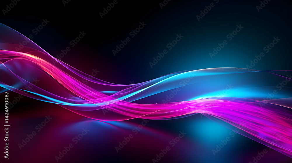 Aufkleber abstract light painting with magenta and cyan curves on a gradient background