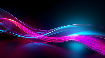 Abstract light painting with magenta and cyan curves on a gradient background