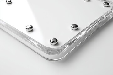 Glass Panel with Metal Spheres: Modern Design, Clean Aesthetics, Minimalist Style, Reflective Surface, Contemporary Art