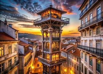 Obraz premium Santa Justa Lift Lisbon Portugal - Elegant Architectural Detail Stock Photo