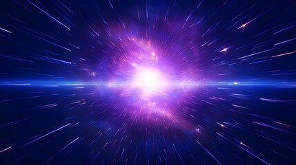 Fototapeta premium Abstract cosmic explosion effect with stars shining in vibrant purple hues